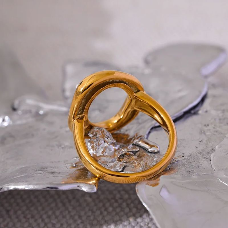 Bague Acier Inoxydable Or