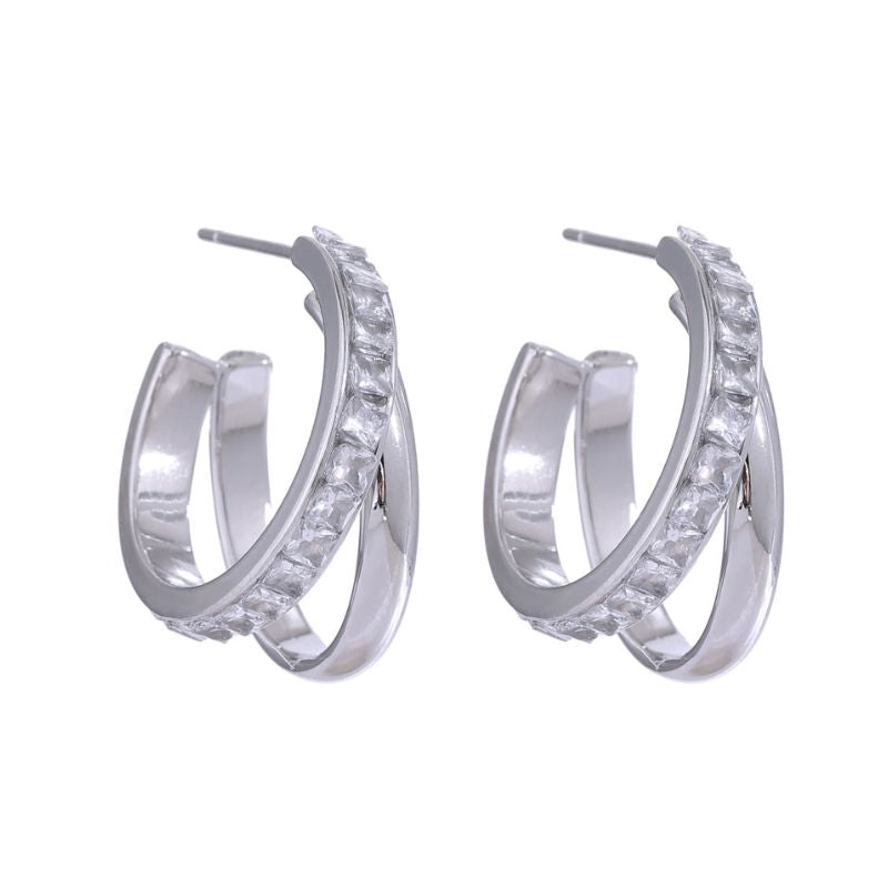 Boucle d Oreille Acier Inoxydable Argent