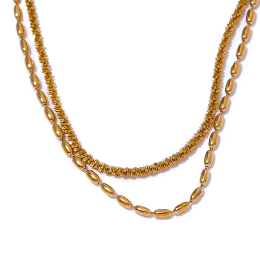 Collier Acier Inoxydable Double Rangs