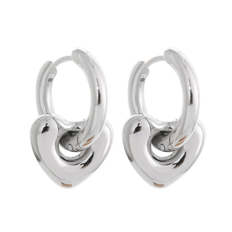Boucle d Oreille Acier Inoxydable  Coeur
