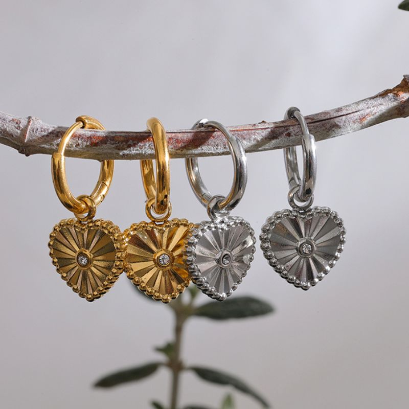 Boucle d Oreille Acier Inoxydable Coeur