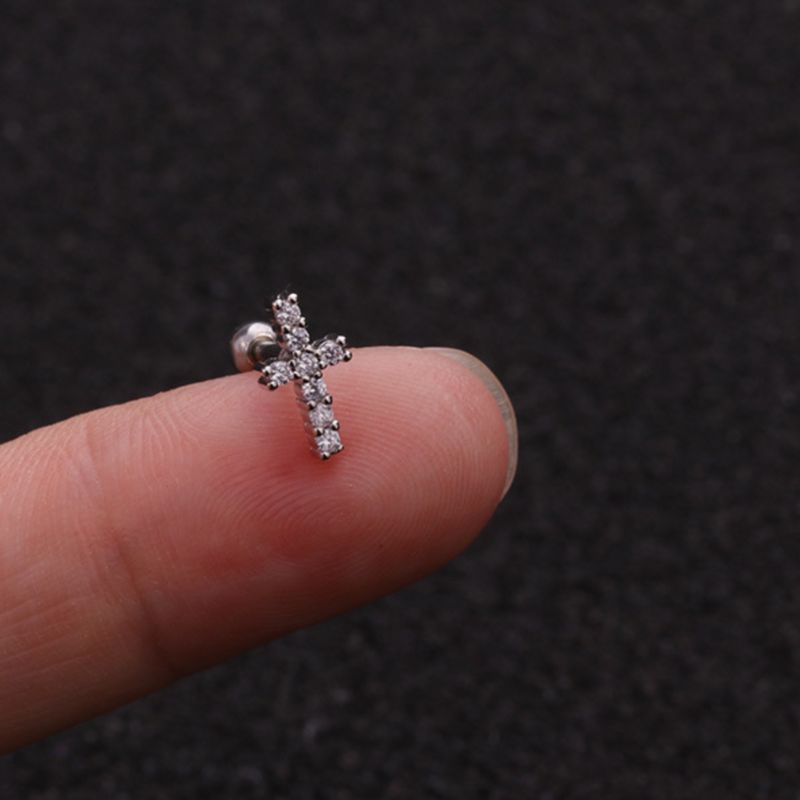 Boucle D Oreille Acier Inoxydable Croix