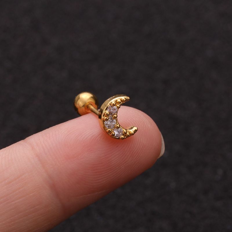 Boucle D Oreille Acier Inoxydable Lune