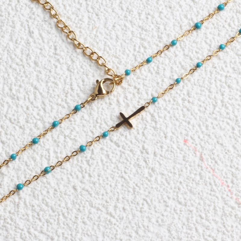 Collier Acier Inoxydable Bleu