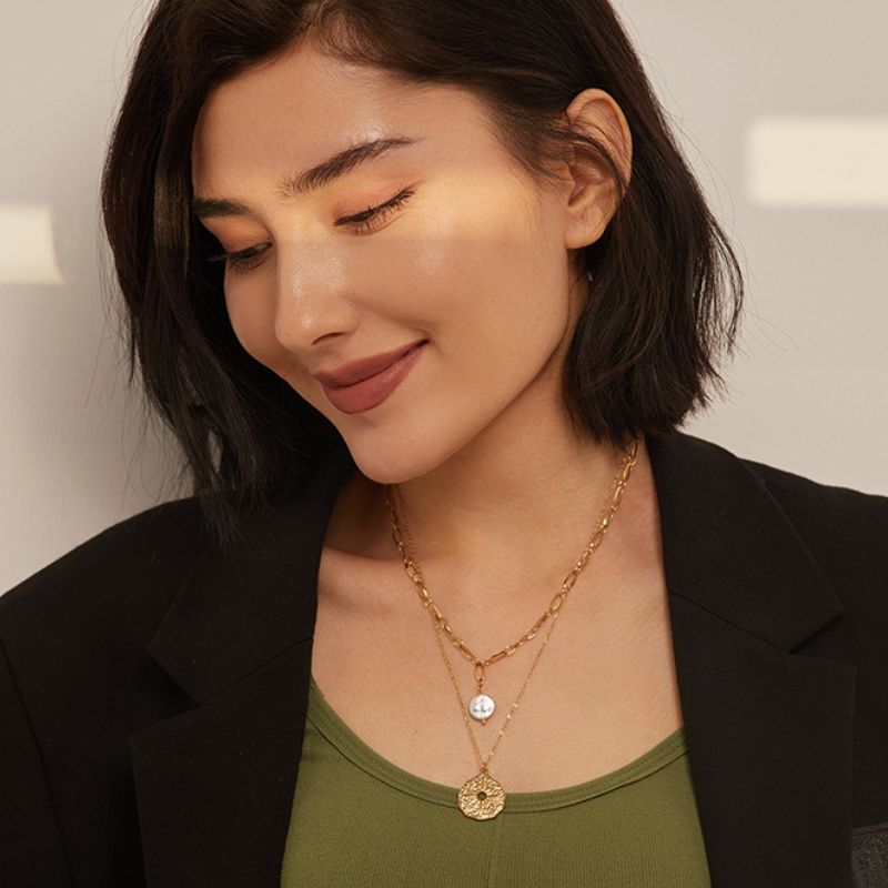 Collier Acier Inoxydable Nacré